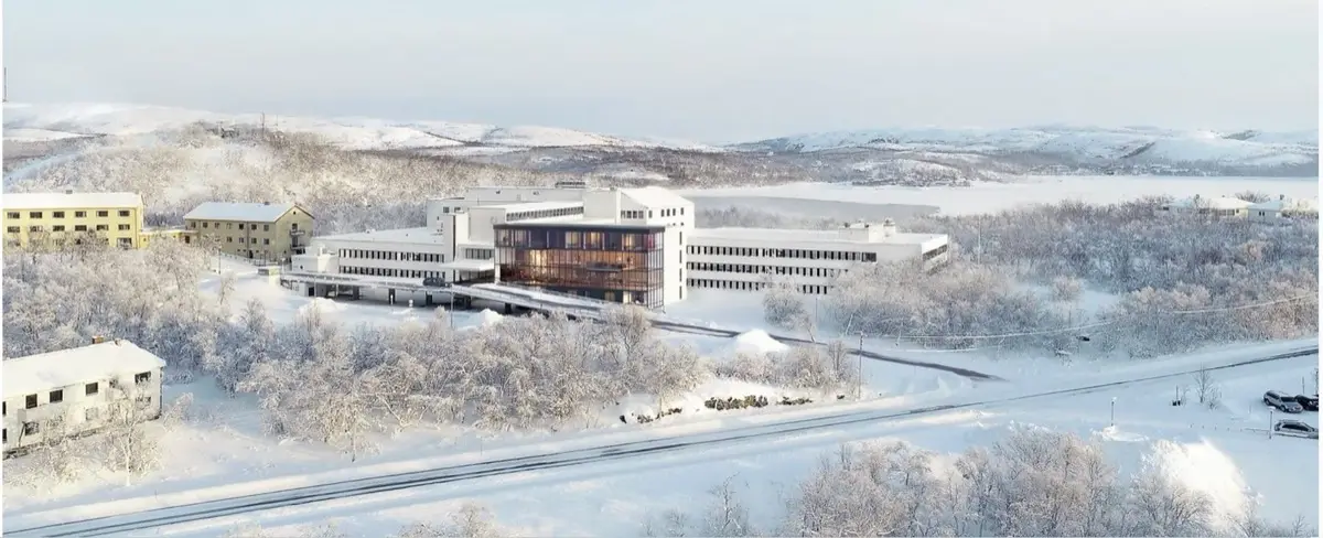 The Kirkenes campus in the Norwegian Arctic under snow